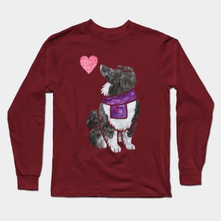 Watercolour Shetland Sheepdog (bi-black) Long Sleeve T-Shirt